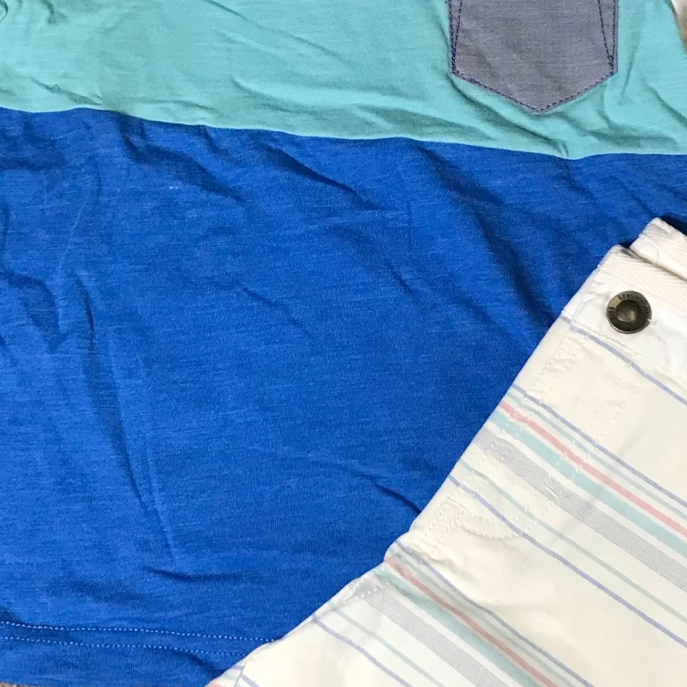 Retro Striped Pocket T shirt & Striped Shorts by OshKosh  NWT Deadstock